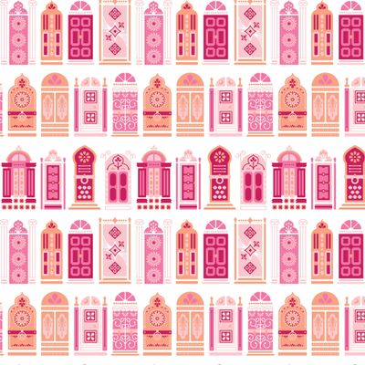 Camelot Moroccan Nights Moroccan Doors Pink Fabric by the Yard