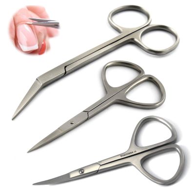 3Pcs Professional Cuticle Nail Scissor Set Straight Curved Angled Toenail Remover Art Manicure Pedicure Shears