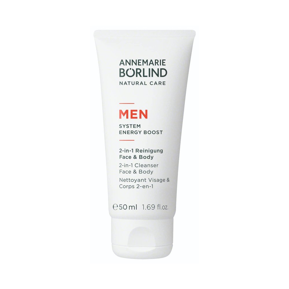 ANNEMARIE BRLIND - MEN SYSTEM ENERGY BOOST 2-in-1 Cleanser Face & Body - energizing & refreshing facial & body skin care, with organic juniper extract, vegan, 6.76 Fl. Oz.