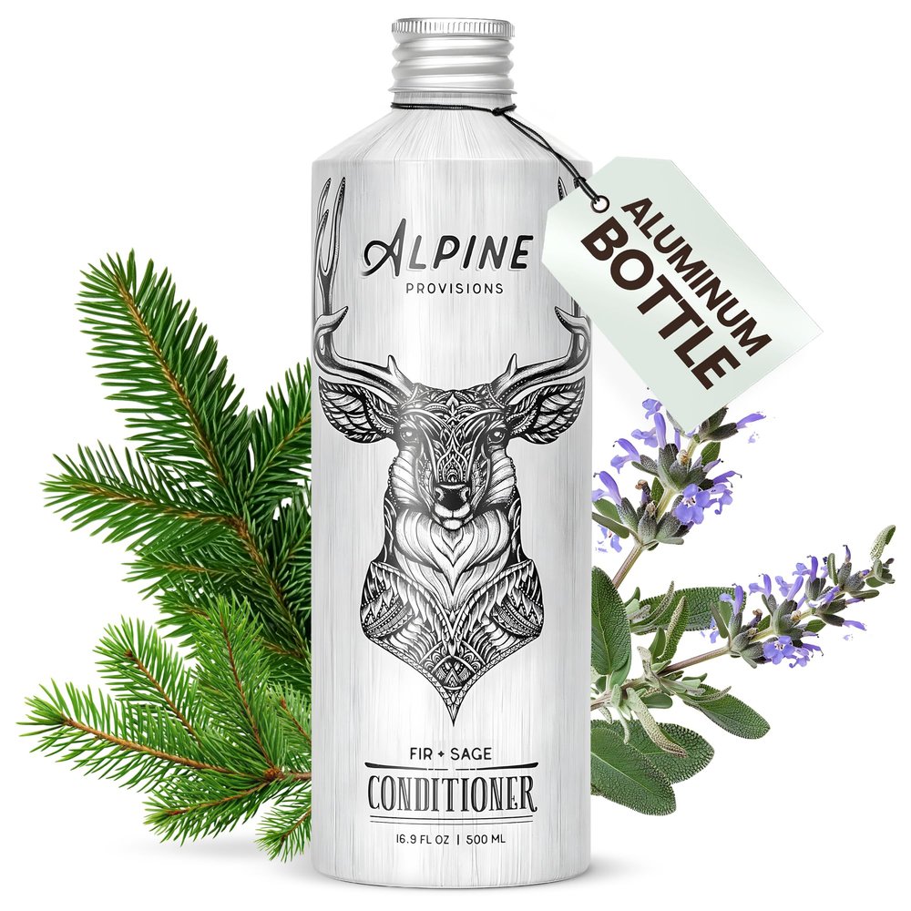 Alpine Provisions Natural & Organic Conditioner with Fir & Sage Moisturizing Hair Conditioner with Aloe Vera, Sunflower Oil & Essential Oils Sulfate-Free, Vegan, Plant Based 16.9 fl oz