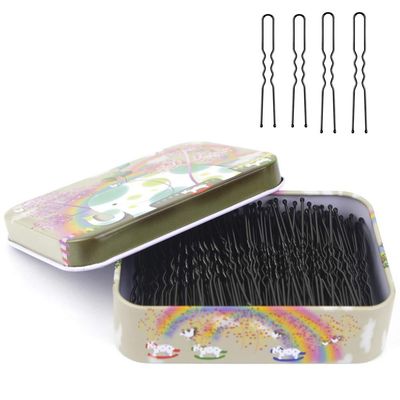200pcs U Shaped Hair Pins Black with Cute Case, Hairpins for Buns, Premium Bobby Pins for Kids, Girls and Women, Great for All Hair Types(2.4 & 2 Inch) (Black)
