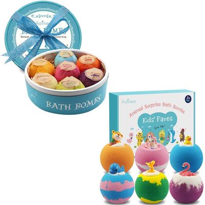 Aofmee 2 Sets of Bath Bombs, 7 pcs Relaxing & Soothing Gift Set + 6 pcs Kids Gift Set