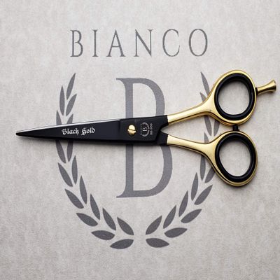 Bianco Instruments Black Gold Professional Hairdressing Shears Made in USA Sizes 7.5"