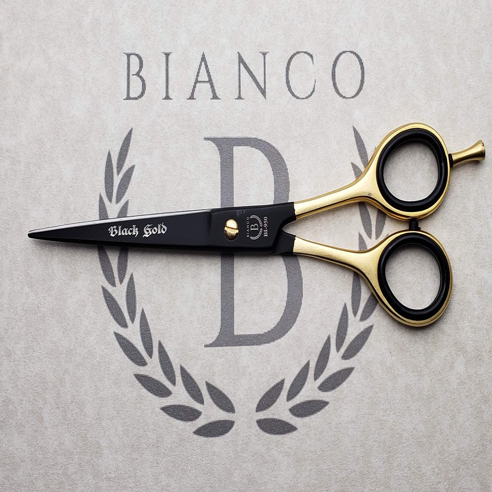 Bianco Instruments Black Gold Professional Hairdressing Shears Made in USA Sizes 7.5"