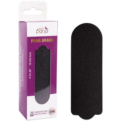 PANA 50 Pieces Small Black Pedi File Refill for Stainless Steel Foot File Sanding Foot Rasp - Easy Strip Peel Pedicure Refill Pads - Grit 150
