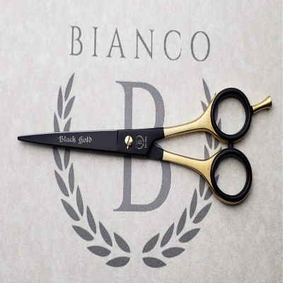 BI-940 Bianco Instruments Size 7" Black Gold Professional Hairdressing Shears | Made in USA | Japanese Stainless Steel | Premium Case Cove Included
