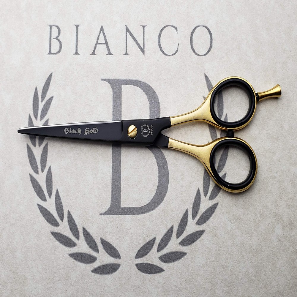 Bianco Instruments Black Gold Professional Hairdressing Shears Made in USA 6"