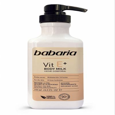 Babaria Vitamin E Body Milk - Moisturizing Body Lotion for Women and Men - Dry Skin Body Cream - Boosts Collagen Production, Skin Elasticity - 16.9 oz