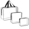 HAOGUAGUA 3 Pieces Large Clear Travel Bags for Toiletries, Waterproof Clear Plastic Cosmetic Makeup Bags, Transparent Packing Organizer Storage Bags (Black) view 1
