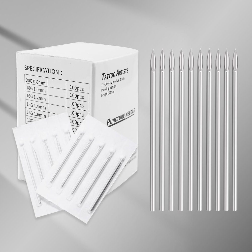 Ear Nose Piercing Needles - 50pcs Mix body piercing needles 12g.14g.16g.18g.20g Individualized Package for Piercing Needle Supplies Piercing Kit