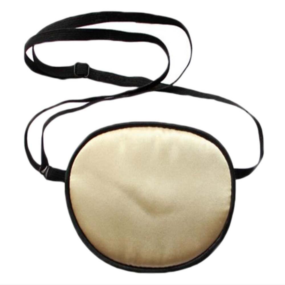 Beige Silk Eye Patch Adjustable Single Eye Patch for Lazy Eye Strabismus Amblyopia