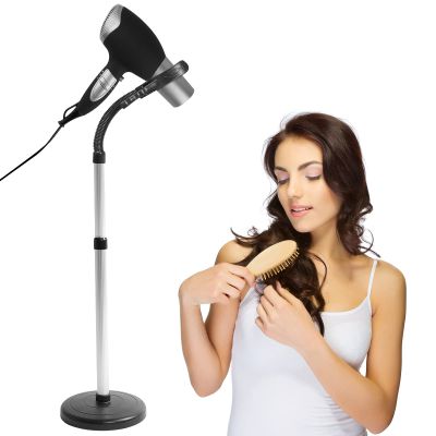 Hair Dryer Holder Stand, Height Adjustable, 360 Degrees Rotation, Removable Blow Dryer Bracket with Heavy Base for Bathroom Vanity Makeup Room