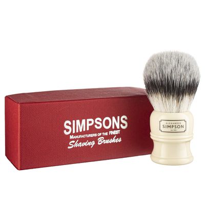 Alexander Simpsons Trafalgar 2 Shaving Brush - T2 Synthetic High Density Fibre Faux Handle Ivory - Simpson Shaving Brushes - Wet Shave Deluxe Thick & Luxurious Lather Dense Extra Soft Bristles