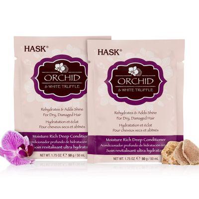 HASK ORCHID AND WHITE TRUFFLE Moisturizing Deep Conditioner Treatments for all hair types, color safe, gluten free, sulfate free, paraben free - Pack of 2