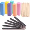 100 Pcs Orange Sticks for Nails Double Sided Multi Functional Wooden Cuticle Pusher Stick, 6 Pcs 100/180 Grit Nail Files and 6 Pcs Buffer Block view 1