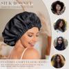 Satin Bonnet Silk Bonnet Hair Bonnet for Sleeping-Slouchy Beanie Hat Satin Sleep Cap for Women's Natural & Curly Hair(Black) view 3