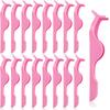 24 Pieces Plastic False Eyelash Applicator Clip Eyelash Extension Tweezers Remover Tool Tweezers for Application and Removal(Pink) view 1
