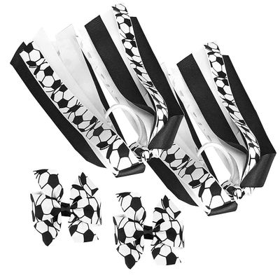 HipGirl Sports Soccer Bows Hair Clips and Soccer Ribbon Pony Holder Streamers Bundle-Soccer Accessories, Soccer Gifts for Girls and Women