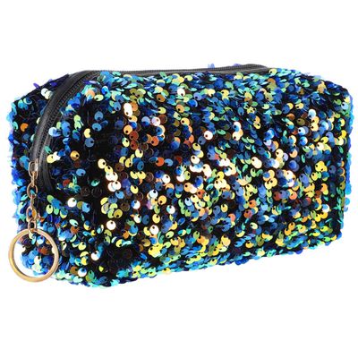 1pc Sequin Cosmetic Bag with Large Capacity Portable Toiletry Storage Bag for Travel Versatile Makeup Organizer Stylish Square Design Present for Women