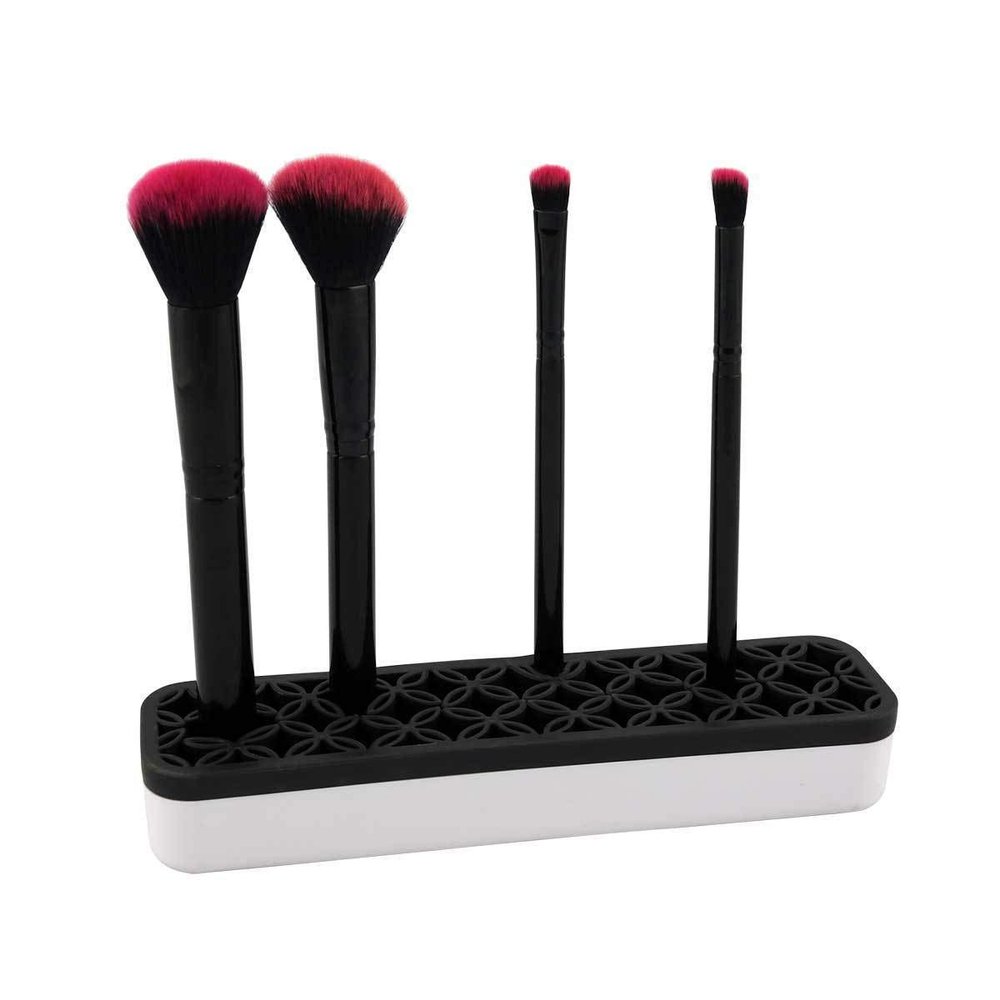 Relaxus Silicone Black Makeup Brush Organizer - Cosmetic Storage Holder - Multi Use Supplies Organizer