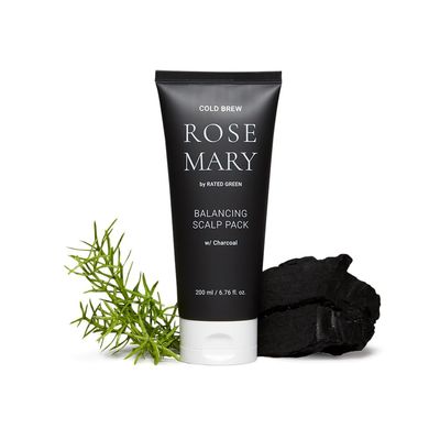 RATED GREEN Rosemary Balancing Scalp Pack | Organic Cold Brewed Charcoal | 2-in-1 Detoxifying Hair Mask for Flaky, Oly Scalp & Hair | Silicone-Free, Korean Hair Care | 6.76 Fl. Oz