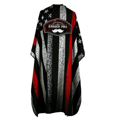 BARBER PRO Men's Grooming Hair Cutting Cape With Snap Closure, Professional Salon Waterproof Polyester Hairdressing Cape for Hairdresser 64'' x 57'' (Stripe American Flag Print)