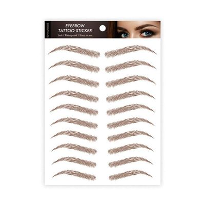 4Sheets Waterproof Eyebrow Tattoo Stickers Eyebrow Transfers Stickers Eyebrow Sticker for Women Girls-Brown
