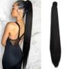 SEIKEA 35 Inch Clip in Ponytail Extension Wrap Around Long Straight Pony Tail Hair Synthetic Hairpiece for Women - Black view 1
