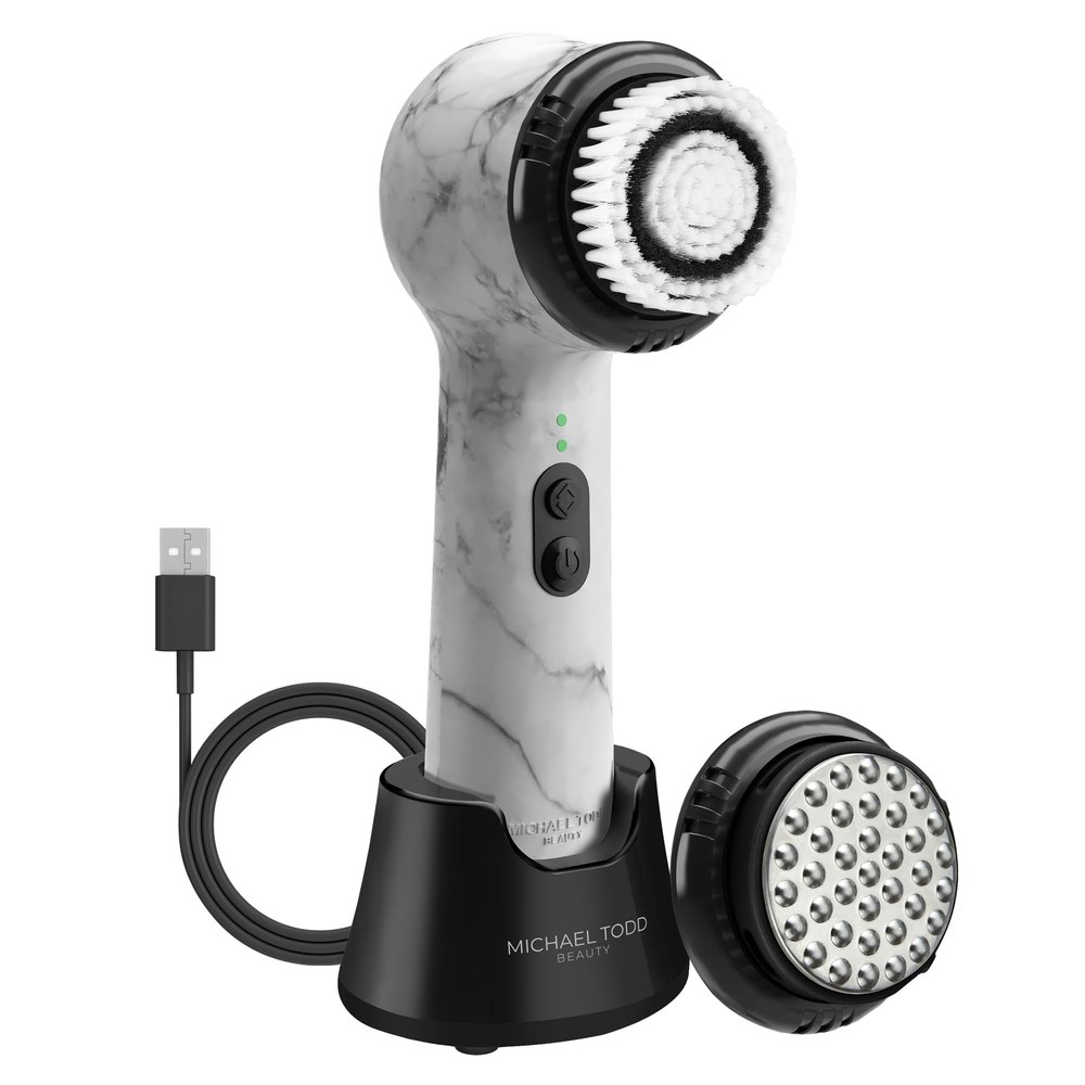 Michael Todd Beauty Soniclear Allure 2024 Best of Beauty Winner Facial Cleansing + Exfoliation Brush System with 4 speeds, Serum Infusion Head + Travel Case