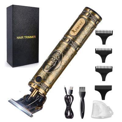 RESUXI Cordless Hair Trimmer for Men, Professional Electric Hair Clippers Barber Trimmer, Mens T-Blade Beard Trimmer Zero Gapped Edgers Gold Knight Close Cutting Haircut Kit