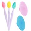3 Pcs Lip Scrub Brush with Silicone Facial Cleansing Brush,2 Pcs Face Scrubber Gentle Exfoliating,Removing Blackhead,Massaging view 1