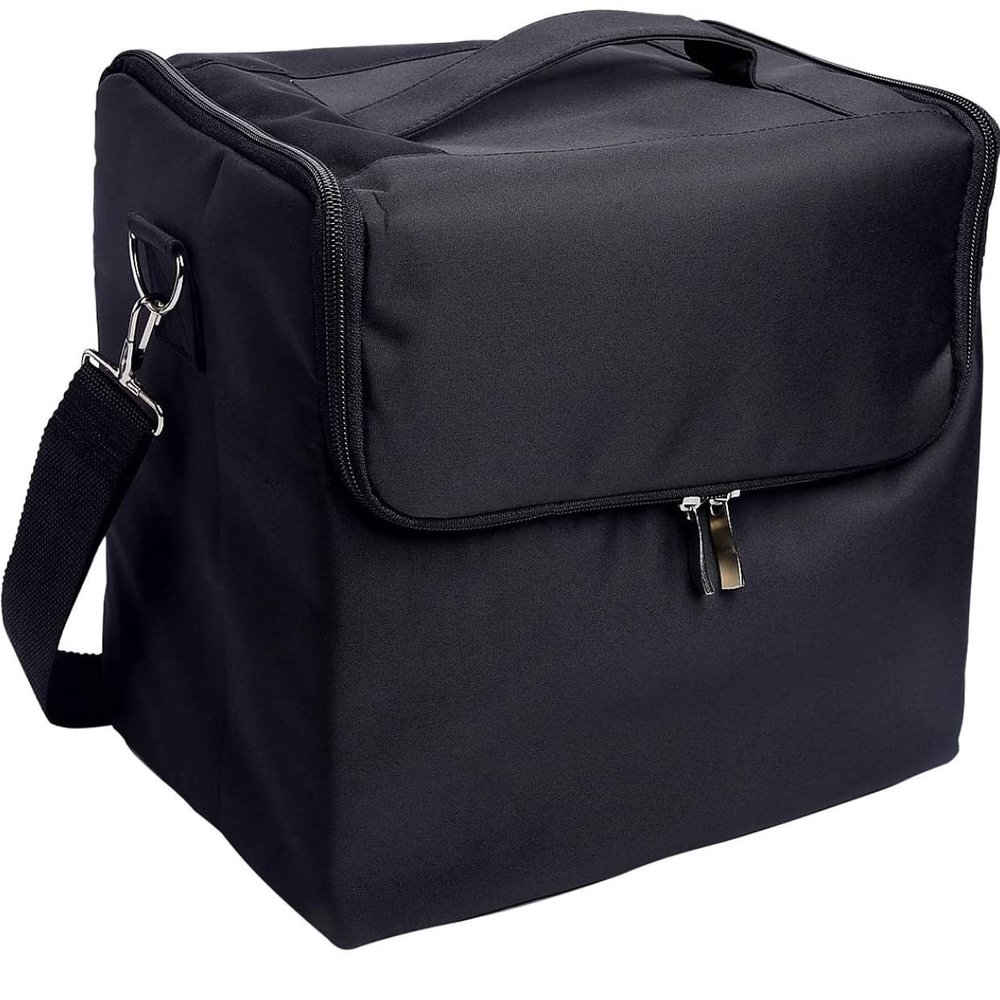 Welocity Professional Vanity Box Cosmetic Bag Organizer For Home And Travel (Large)(Black), 24.5 Cm, Black, 1 Count (Pack of 1)