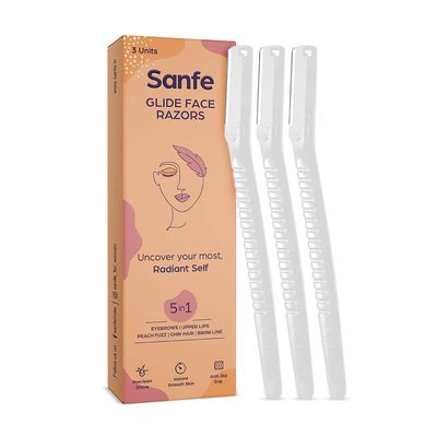 Sanfe Glide Reusable Face & Eyebrow Razor For Women | For Safe & Painfree Facial Hair Removal - Pack of 1 (3pcs) | Razor for Face, Eyebrows, Upper Lips, Chin, Side Locks, Forehead | For Soft Hair