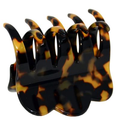 French Amie Crown Wave Yellow Tokyo Small 2 1/2 Handmade in France Celluloid Interlocking Jaw Hair Claw Clip for Women and Girls