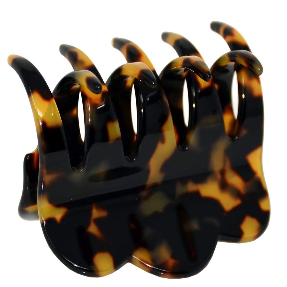 French Amie Crown Wave Yellow Tokyo Small 2 1/2 Handmade in France Celluloid Interlocking Jaw Hair Claw Clip for Women and Girls