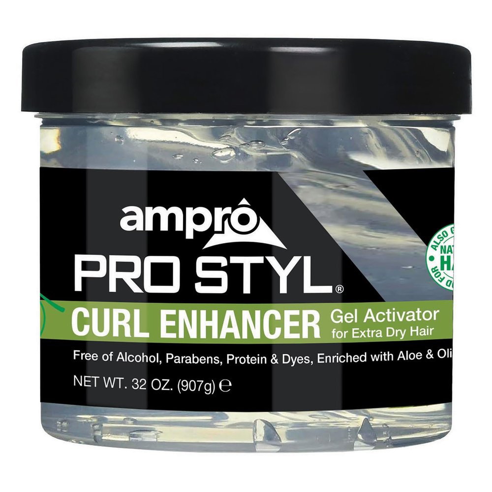 AmPro Pro Styl Curl Enhancer - Gel Activator with Olive Oil to Moisturize and Define Coils and Waves - Helps Protect and Hydrate Hair Shaft - Tames and Adds Shine to Tresses - Extra - 32 oz