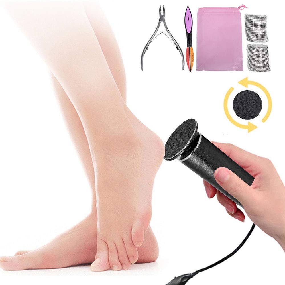 600RPM Electric Foot Callus Remover Set, Exfoliate Dead Skin Removal Foot Grinder File, Foot Grinding Machine Pedicure Tool Set, for Home Nail Salon Beauty Salon(US)