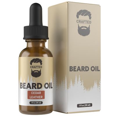 Beard Oil by Crafted Beards - Beard Oil Conditioner - Leave Your Beard Feeling Amazing - All Natural Ingredients - No Residue - Mustache Oil - 1oz - Made in the USA (Cedar Leather)