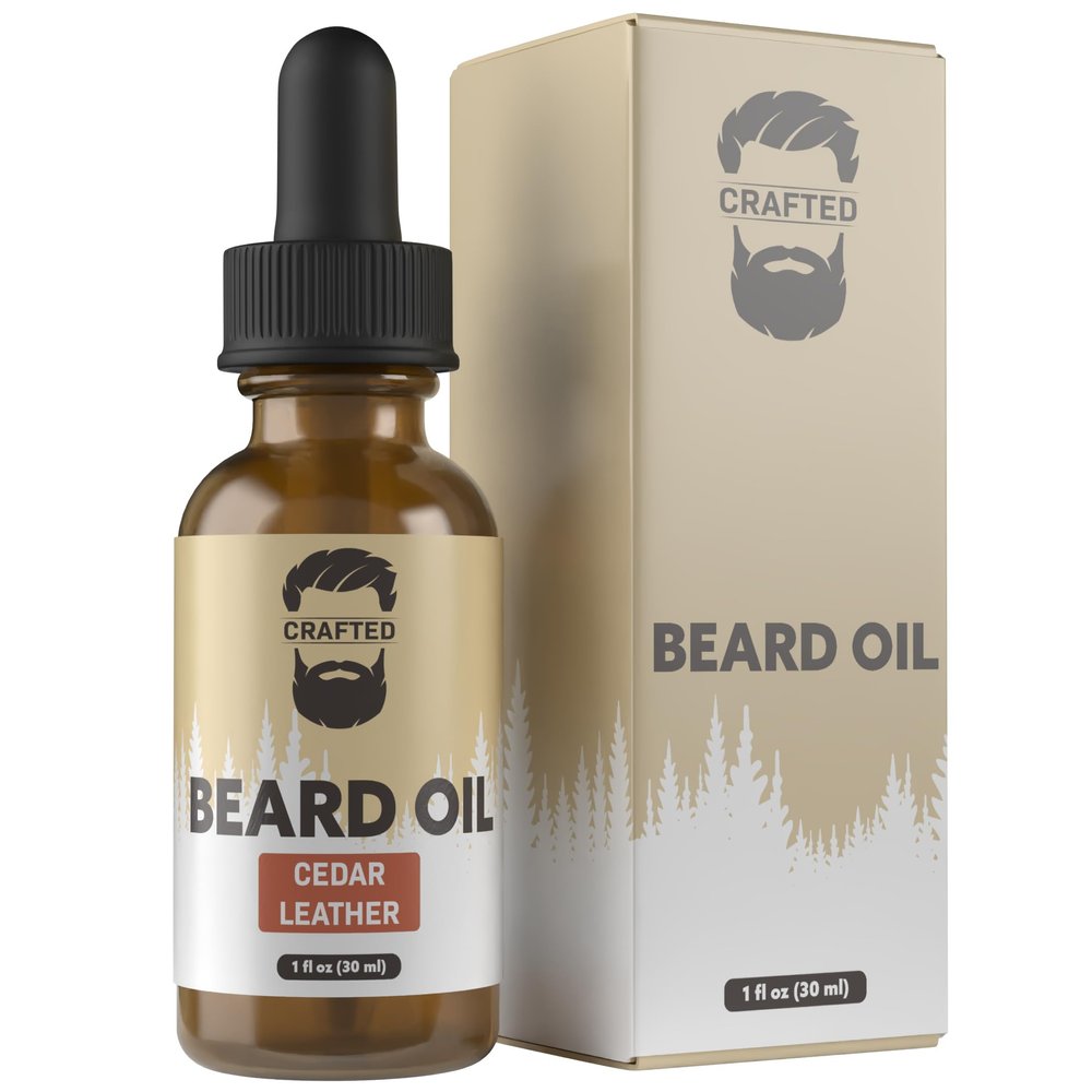 Beard Oil by Crafted Beards - Beard Oil Conditioner - Leave Your Beard Feeling Amazing - All Natural Ingredients - No Residue - Mustache Oil - 1oz - Made in the USA (Cedar Leather)