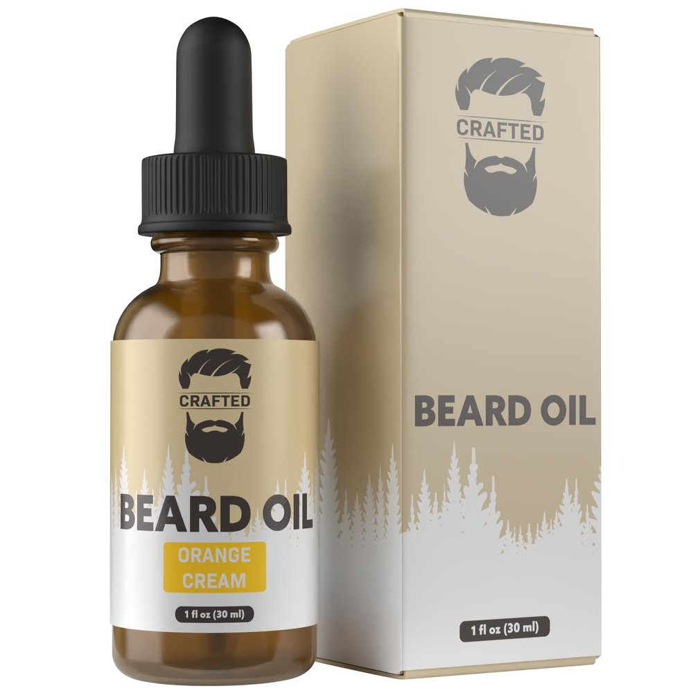 Beard Oil by Crafted Beards - Beard Oil Conditioner - Leave Your Beard Feeling Amazing - All Natural Ingredients - No Residue - Mustache Oil - 1oz - Made in the USA (Orange Cream)