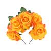 YAZILIND Seaside Vacation Headdress Rose Flower Wreath Garland Bride Hair Accessories Headband(Orange) view 1
