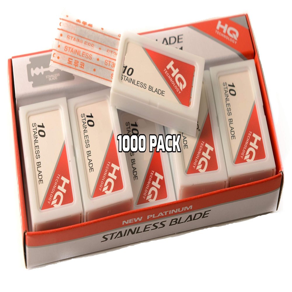 [1000 PACK] Double Edge Stainless Steel Razor Blades - Men's Safety Razor Blades for Shaving - Platinum Stainless Steel Double Edge Razor Blades - Precise, Smooth, Clean Shave and Barber Shops