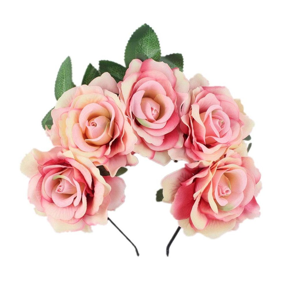 YAZILIND Seaside Vacation Headdress Rose Flower Wreath Garland Bride Hair Accessories Headband(Color4)
