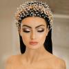 ZHENM Rhinestone Wedding Hair Band Bridal Headband Wedding Hair Accessories for Brides(Golden) view 3