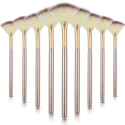 9 Pieces Facial Fan Mask Brushes, Soft Facial Applicator Brushes Tools for Peel Glycolic Makeup for Mud Cream(Champagne)
