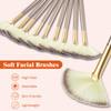 9 Pieces Facial Fan Mask Brushes, Soft Facial Applicator Brushes Tools for Peel Glycolic Makeup for Mud Cream(Champagne) view 4
