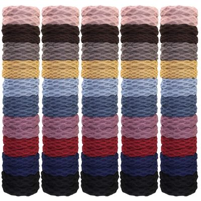 100Pcs Hair Ties, Seamless Cotton Elastic Thick/Straight/Coarse Hair Bands, Stretch Ponytail Holders No Crease for Women Girl, 10 Colors