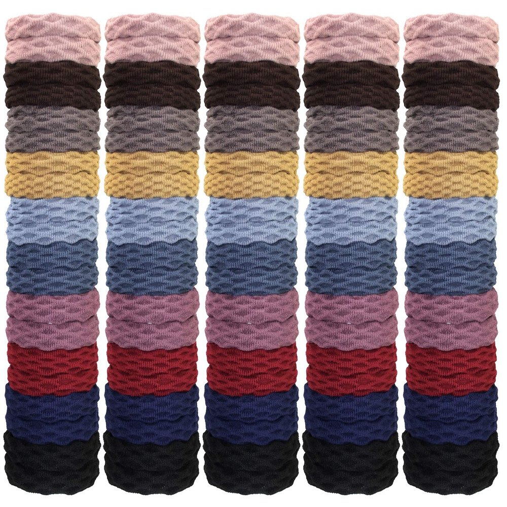 100Pcs Hair Ties, Seamless Cotton Elastic Thick/Straight/Coarse Hair Bands, Stretch Ponytail Holders No Crease for Women Girl, 10 Colors