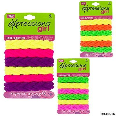 DDI 2334329 Neon Clasp Free Faux Braid Elastics - 6 Piece - Assorted Case of 48