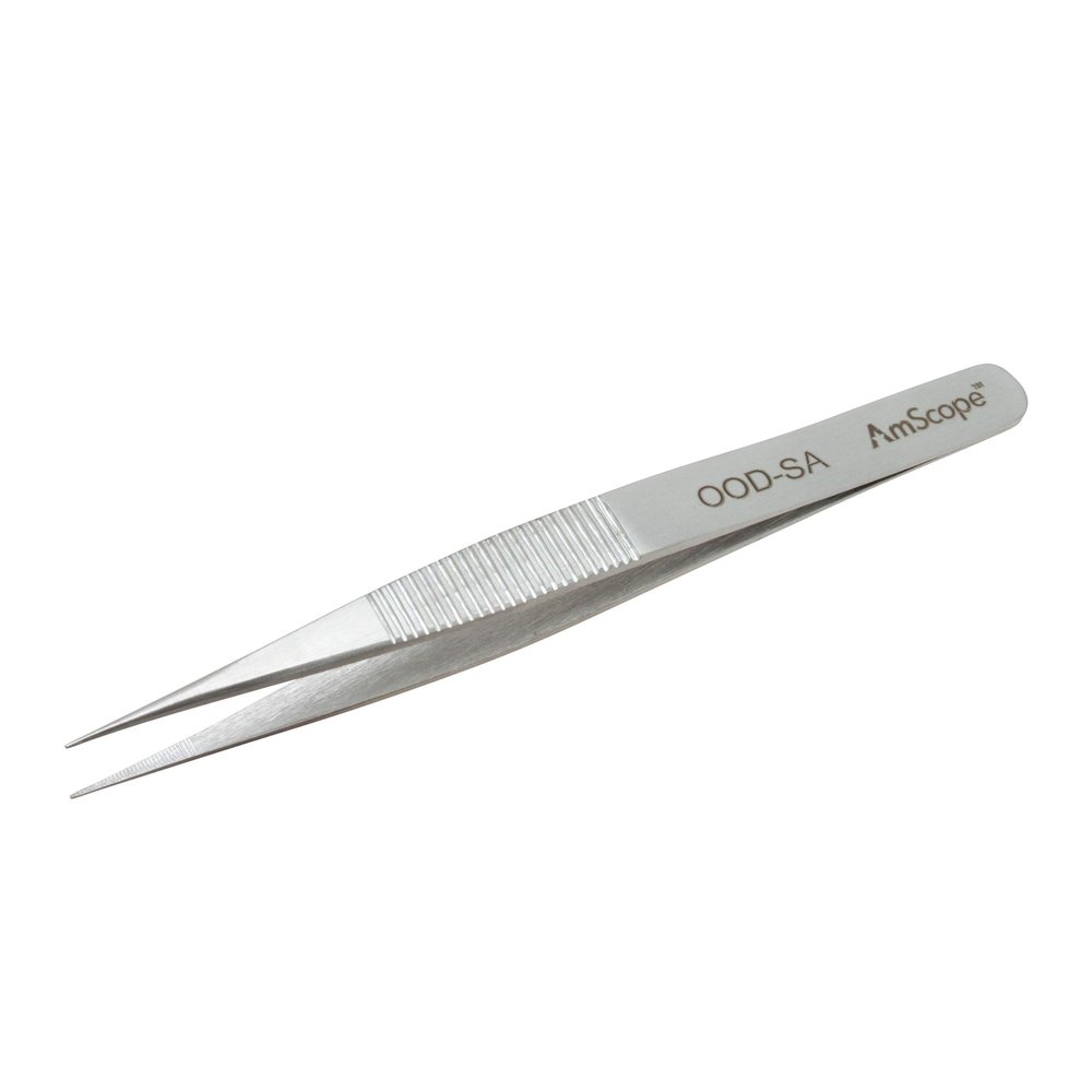 AmScope - High Precision 4 3/4 in. Straight Flat Edge Tweezers - Multi-Pack - 10 pcs